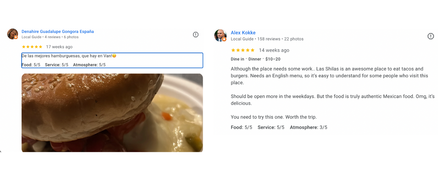 review google las shilas five stars